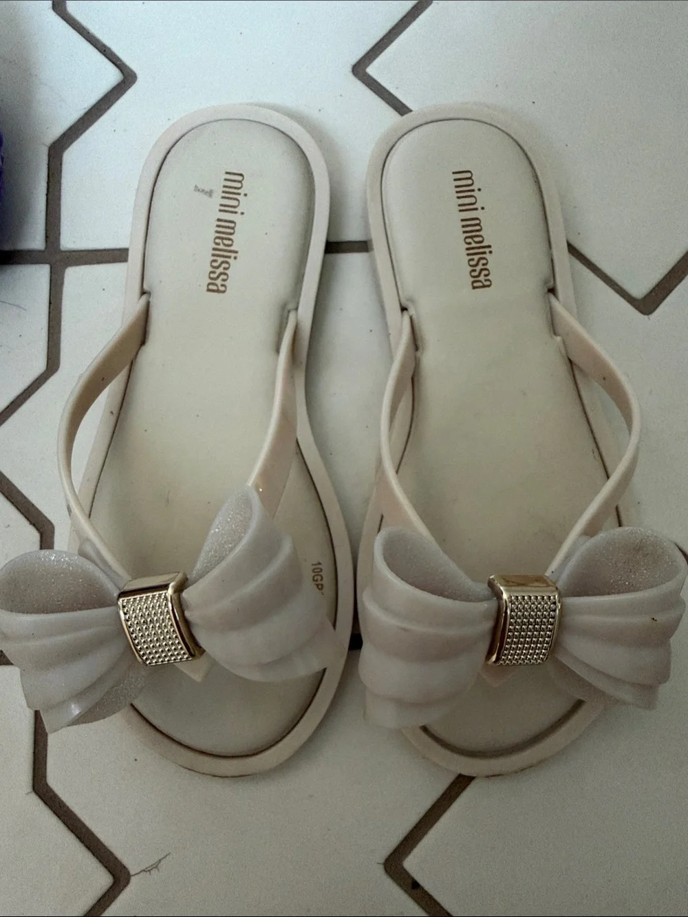 Mini Melissa Purple Floral Strap Sandals & Cream Bow Flip-Flops